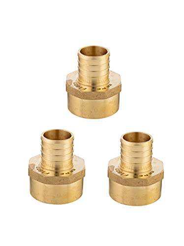 (Pack of 3) EFIELD PEX 1 INCH x 1 INCH NPT FEMALE ADAPTER BRASS CRIMP FITTING(NO LEAD) -3 PIECES Crimp Fittings & Valves Female Threaded Adapter