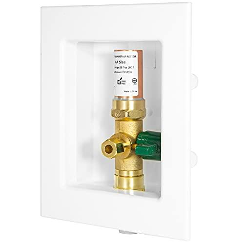 EFIELD CPVC Pre-assembled Ice Maker Outlet Box,1/2-Inch CPVC Pipe Connection with Installed 1/4-Turn Ball Valve, White Outlet Box Ice Maker CPVC Inlet *