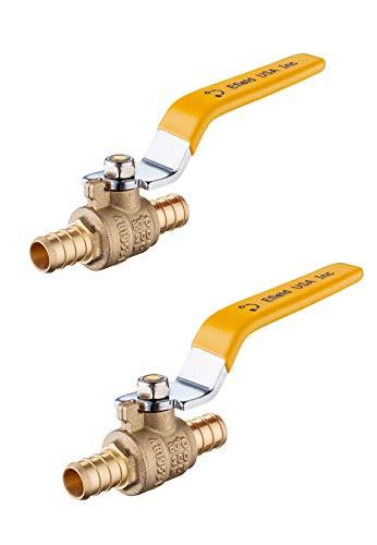 (Pack of 2) EFIELD 1/2 Inch Pex Brass Full Port Shut Off Ball Valve,Yellow Handle No Lead Brass UPC Certified-2 Pieces Crimp Fittings & Valves Pex Ball Valve