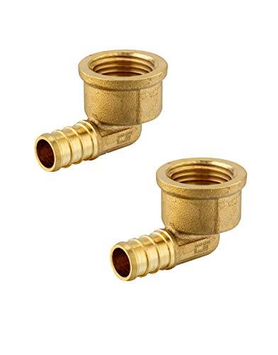 (Pack of 2) EFIELD PEX FEMALE THREADED NPT ELBOW ADAPTER BRASS CRIMP FITTINGS LEAD FREE-2 PIECES Crimp Fittings & Valves Female Threaded Elbow