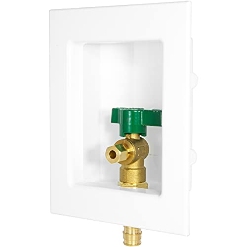 EFIELD Pex Pre-assembled Ice Maker Outlet Box,1/2-Inch PEX F1960 Pex-a Expansion Fitting Connection with Installed 1/4-Turn Ball Valve, White Outlet Box Ice Maker Pex-A (expansion) Inlet *