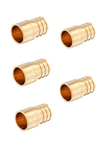 (Pack of 5) EFIELD PEX 3/4" x 1/2" Female Sweat Copper Adapter Brass Fitting No Lead-5 Pieces Crimp Fittings & Valves Female Sweat Copper Pipe Adapter