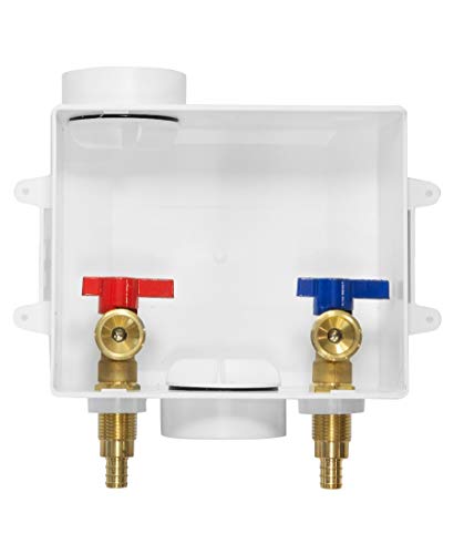 EFIELD Washing Machine Outlet Box with Center Drain 1/2-inch Crimp PEX, White Outlet Box Washing Machine Pex-b Inlet
