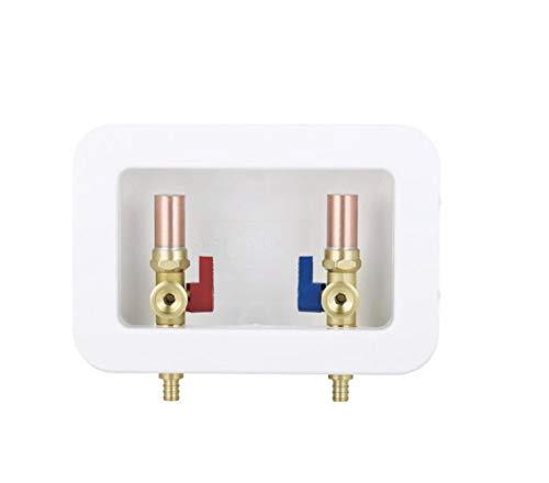 EFIELD Washing Machine Outlet Box with Center Drain 1/2-inch Crimp PEX, White Outlet Box Washing Machine Pex-b Inlet