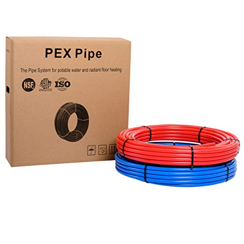 EFIELD Pex Pipe/Tubing(NSF Certified) Blue &Red 1/2 inch 2 Rolls x75ft（ 150ft ）Length For Potable Water And For Hot/Cold Water-Plumbing Applications With A Pipe Cutter