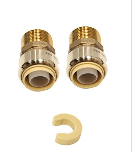 (Pack of 2) EFIELD 3/4 Inch x 3/4 Male Adaptor Push to Connect Pex Copper, CPVC, 3/4 Inch, Brass No Lead-2 Pieces Push-fit Fittings Male Threaded Adapter