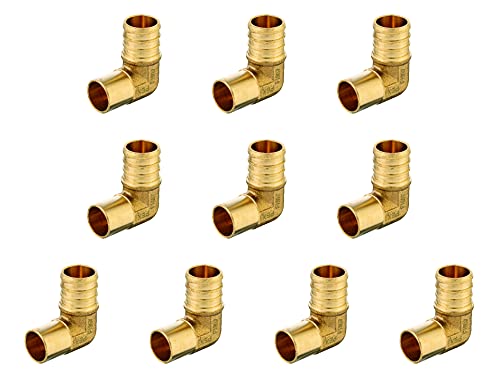 (Pack of 10)EFIELD PEX 3/4" x 1/2" Female Sweat 90 Degree Elbow Copper Adapter（Over CopperTube）Brass Crimp Fitting Lead Free-10 Pieces Crimp Fittings & Valves Female Sweat Copper Pipe Elbow