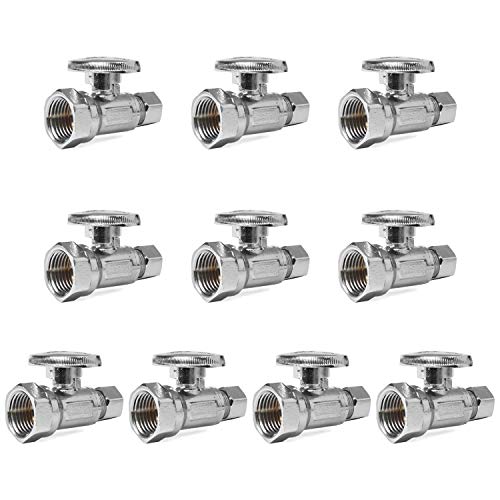 EFIELD 1/2" FIP Iron Pipe x 3/8" Compression Chrome 1/4-Turn Straight Stop Water Shutoff Ball Valve Stop Valve Stop Valve Compression Straight Valve 1/2(OD5/8)”3/8”