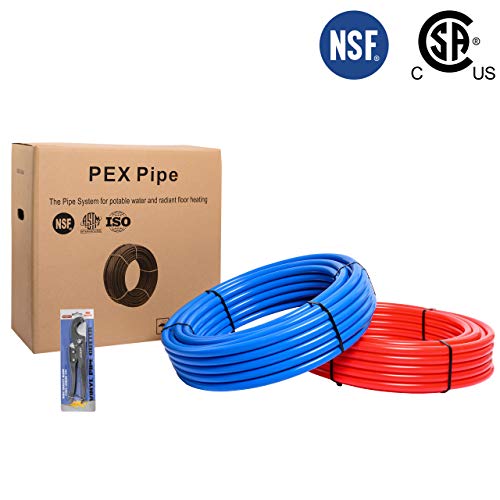 EFIELD Pex Pipe/Tubing(NSF Certified) Blue &Red 2 x75ft（ 150ft ）Length For Potable Water And For Hot/Cold Water-Plumbing Applications With Pipe Cutter