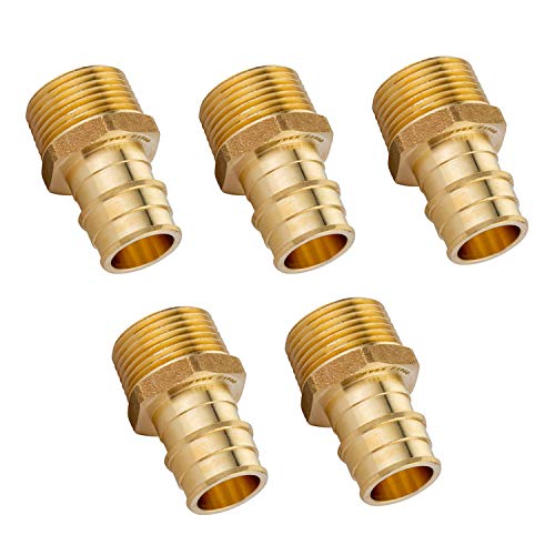 (Pack of 5) EFIELD Pex A 3/4"x 3/4" Male NPT Adapter Expansion Fitting,F1960 LEAD FREE-5 Pieces Pex-A Expansion Fittings Male Threaded Adapter