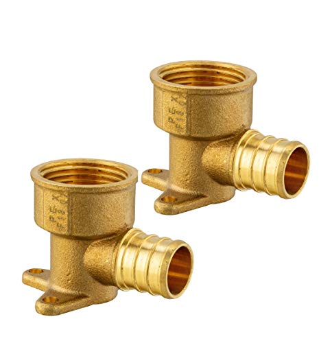 (Pack of 2) EFIELD Pex 3/4Inch X 3/4Inch Female NPT Drop-ear Elbow Crimp Fittings, No Lead Brass-2 PIECES Crimp Fittings & Valves Drop-ear Elbow/Tee
