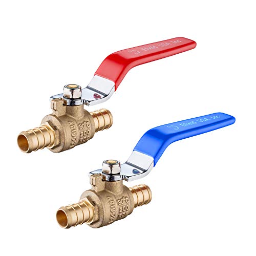 (Pack of 2) EFIELD 3/4 Inch Pex Brass Full Port Shut Off Ball Valve HOT AND COLD, No Lead Brass UPC Certified-2 Pieces Crimp Fittings & Valves Pex Ball Valve