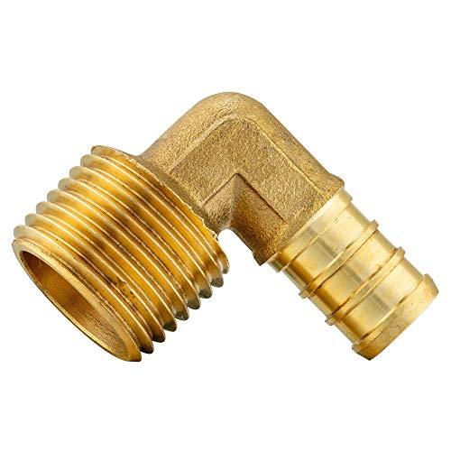(Pack of 5) EFIELD PEX 1/2"x3/4" MALE THREADED NPT ELBOW BRASS CRIMP FITTINGS - LEAD FREE 5 PIECES Crimp Fittings & Valves Male Threaded Elbow