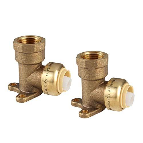 (Pack of 2) EFIELD 1/2" Push Fit X 1/2" FEMALE NPT DROP EAR ELBOWS NSF ANSI61 - NO LEAD Push-fit Fittings Drop-ear Elbow