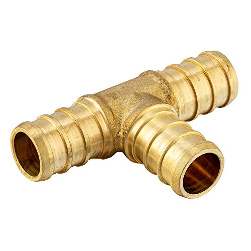 (PACK OF 10) EFIELD PEX 1/2 INCH TEE BRASS CRIMPING FITTING(NO LEAD) - 10PCS(1/2"x1/2"x1/2")  Crimp Fittings & Valves Tee