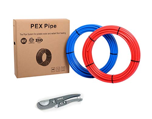 EFIELD Pex Pipe/Tubing(NSF Certified) Blue &Red 2 x75ft（ 150ft ）Length For Potable Water And For Hot/Cold Water-Plumbing Applications With Pipe Cutter