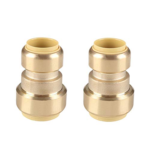 (Pack of 2) EFIED PushFit 1/2" x3/8" Reducing Coupling | Push-to-Connect Plumbing Fitting for Copper, PEX, CPVC, Lead Free Certified-2 Pieces Push-fit Fittings Coupling