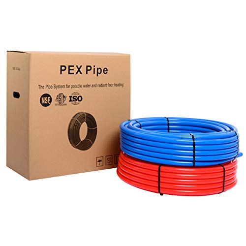 EFIELD PEX Pipe/Tubing (NSF Certified) BLUE&RED 3/4 inch 2X 100ft Rolls 200ft Length Potable Water with Pipe Cutter