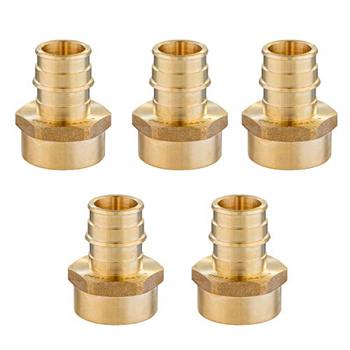 (Pack of 5) EFIELD Pex A 1/2"x 1/2" Female NPT Adapter Expansion Fitting,F1960 LEAD FREE-5 Pieces Pex-A Expansion Fittings Female Threaded Adapter