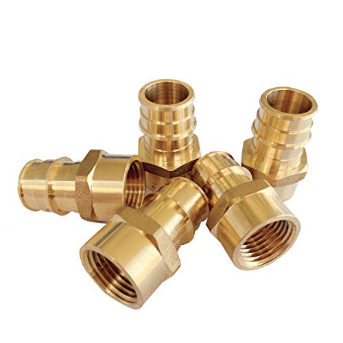 (Pack of 5) EFIELD Pex A Expansion Fitting 3/4"x 1/2" Female NPT Adapter,F1960 Lead Free Brass-5 Pieces Pex-A Expansion Fittings Female Threaded Adapter