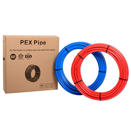 EFIELD PEX PIPE/TUBING （NSF CERTIFIED）BLUE&RED 1/2 inch 2 x100ft（ 200ft ）LENGTH FOR POTABLE WATER-FOR HOT/COLD WATER-PLUMBING APPLICATIONS PEX-B Pipe