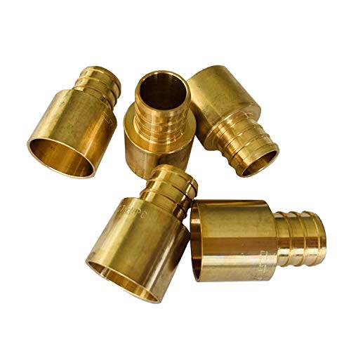 (Pack of 5) EFIELD PEX 3/4" x 3/4" Female Sweat Copper Adapter Brass Fitting No Lead-5 Pieces Crimp Fittings & Valves Female Sweat Copper Pipe Adapter