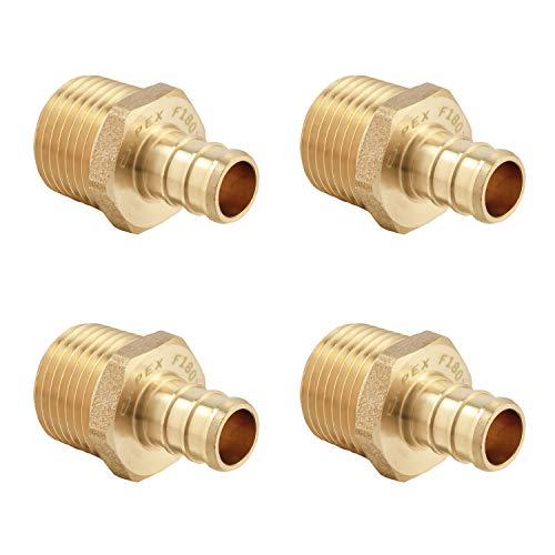 (Pack of 4) EFIELD Pex 1/2 Inch x 1/2 Inch NPT Male Adapter Brass Crimp Fitting,Lead free-4 Pieces Crimp Fittings & Valves Male Threaded Adapter