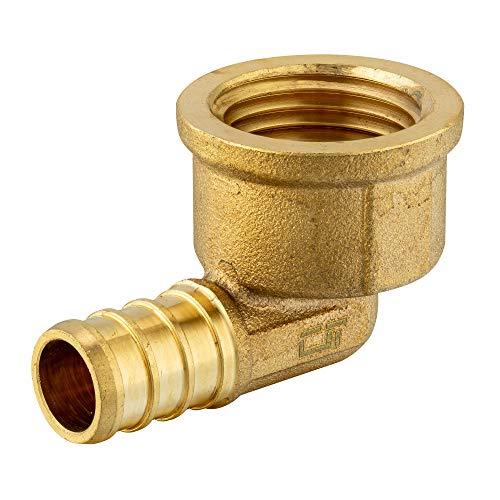 (Pack of 5) EFIELD PEX 1/2"x1/2" FEMALE THREADED NPT ELBOW BRASS CRIMP FITTINGS - LEAD FREE 5 PIECES Crimp Fittings & Valves Female Threaded Elbow